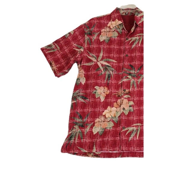 Tommy Bahama Shirt Mens Medium Red Silk Hawaiian Aloha Floral Tropical Camp - Picture 4 of 13
